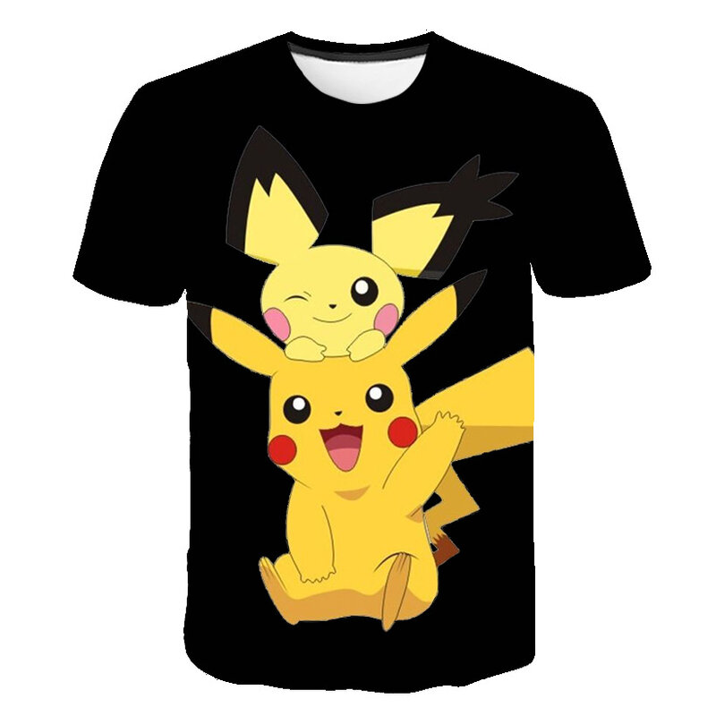 T-shirt à manches courtes dessin animé pokemon 3D pour enfants, Streetwear à la mode Harajuku, taille 4-14T, offre spéciale