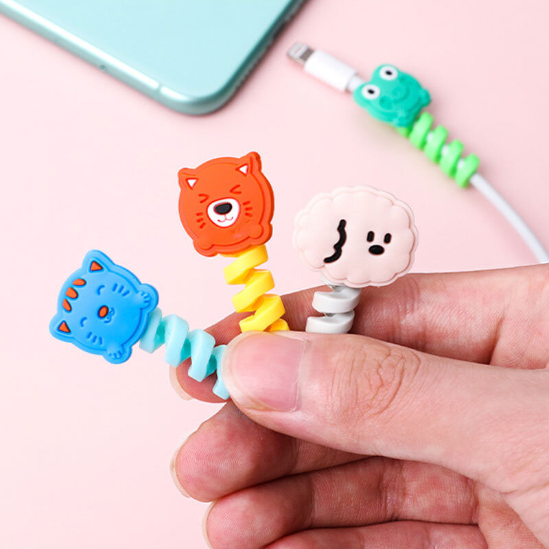 Lovely Cute Cartoon Cable Protector Cable Pipeline Bracket  Data Cable Protective Cover  Earphone Protective Cable Covering Line