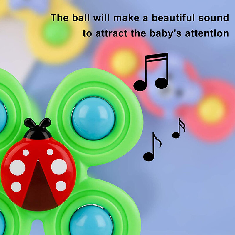 Juguetes de baño Montessori para bebé, Spinner con ventosa, mordedor de sonajeros para niños de 2 a 4 años