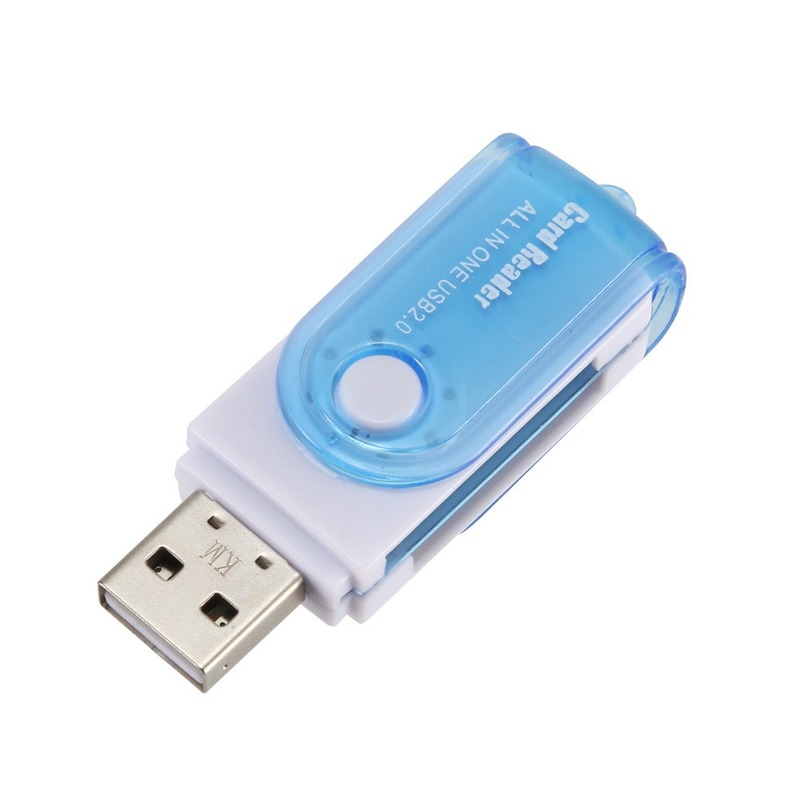 Lector de tarjetas de alta velocidad USB2.0, 4 en 1, multifunción, gran rotación, TF, Mini adaptador externo