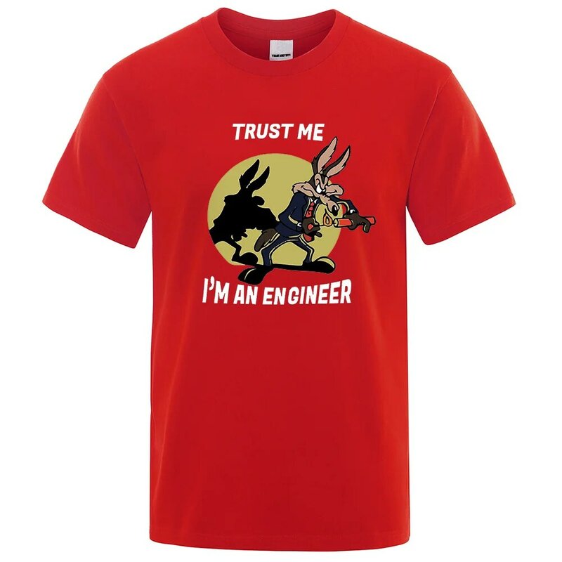 Acredite em mim, eu sou um engenheiro masculino t-shirt, hua estilo antigo t-camisa em torno do pescoço engenharia t-camisa