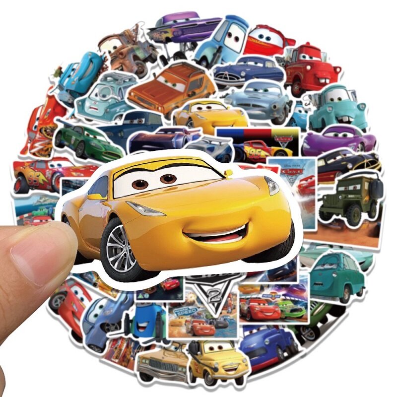 Juego de 50 unids/set de Disney Pixar Cars 3, pegatina de Rayo McQueen, Raymond Jackson Storm Ramirez, juguete para regalo de cumpleaños para niños
