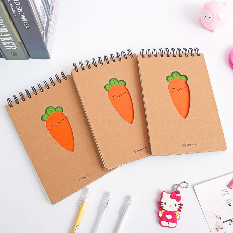 A5 A7 śliczne i urocze marchewkowe cewki notatnik Mini przenośne notatki szkolne kawaii Notebook na prezent dla studentów