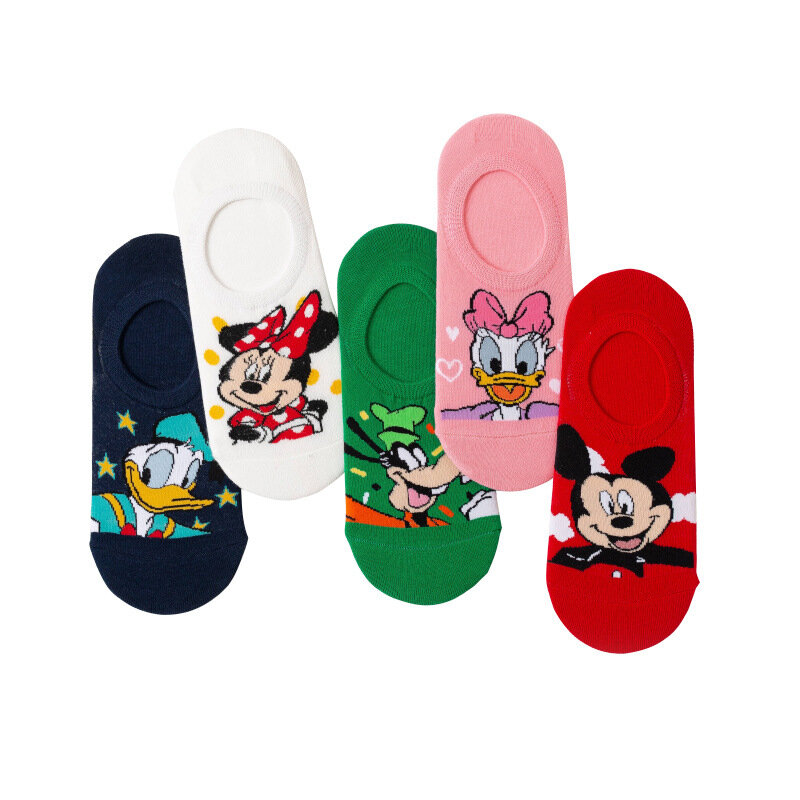 5 pairs/batch of summer casual cute women's socks Animal cartoon mouse duck socks Cotton invisible funny socks Size 35-41