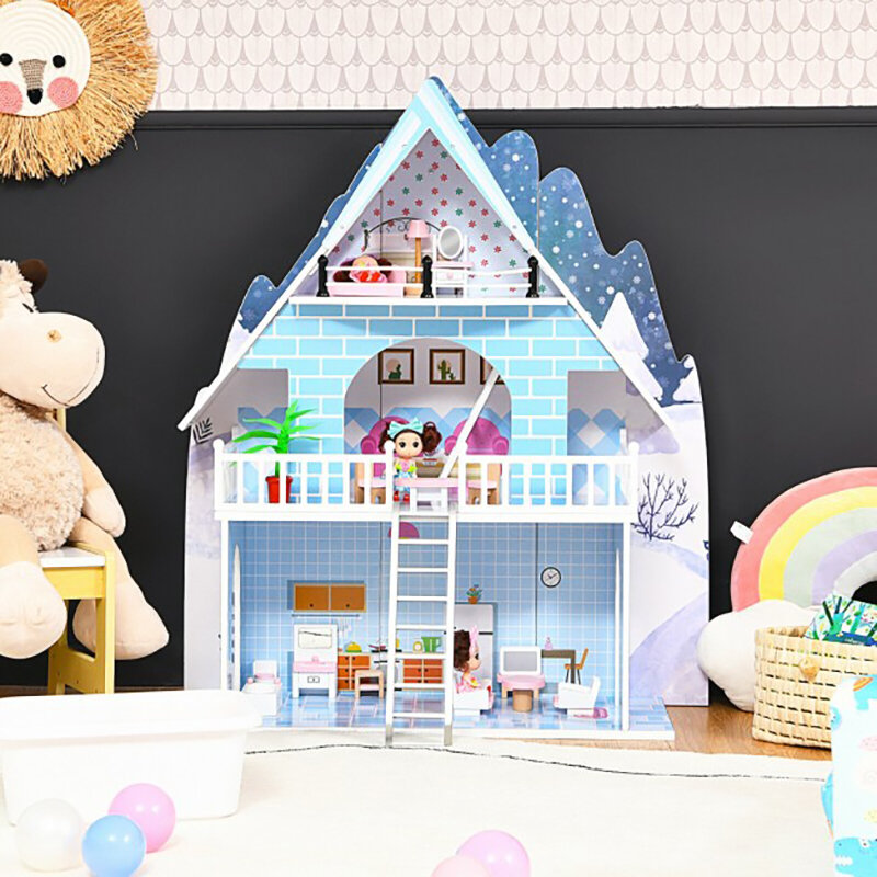Casa delle bambole in legno a 3 piani finta Playset mobili sicuro materiale Premium superficie liscia angoli arrotondati set di mobili per bambini