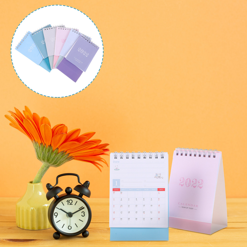 6 pces calendários de mesa decorativos 2022 calendários de mesa (cores sortidas)