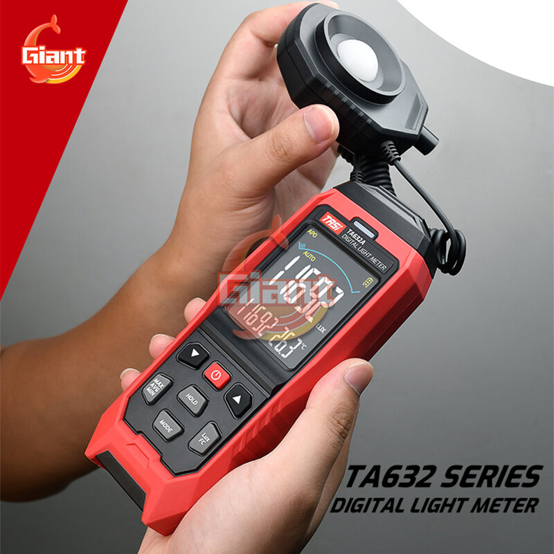 Tasi ta632a/b digital medidor de luz fotografia luxmeter destacável sonda iluminômetro lux/fc fotômetro ambiental tester