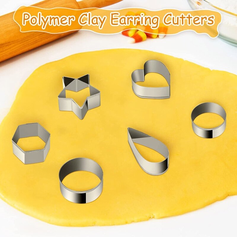 27PCS Stainless Steel Clay Cutters with Earring Hooks Jump Rings Earring Cards for Polymer Clay Earring Jewelry Making
