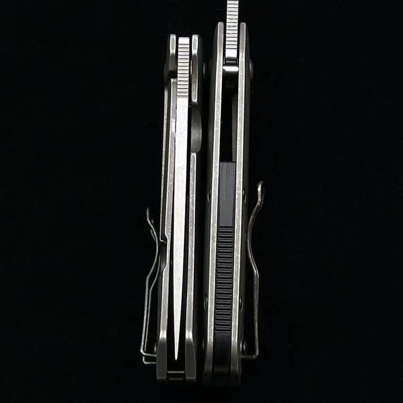 Cuchillo plegable de alta calidad, hoja D2, mango de aleación de titanio, sable de bolsillo de seguridad para exteriores, herramienta EDC HW549