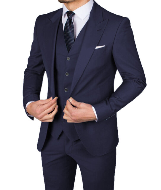 10 Warna Jas Pria Lebar Puncak Ungu Biru Laut Abu-abu 3 Buah Pakaian Pria Pakaian Pernikahan Terno Masculino Slim Fit Blazer