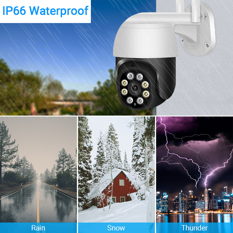 Kamera Wifi IP HAMROL 3MP Tuya Smart Home 5X PTZ AI Deteksi Manusia Kamera Pengawasan Nirkabel Luar Ruangan Penglihatan Malam Warna-warni