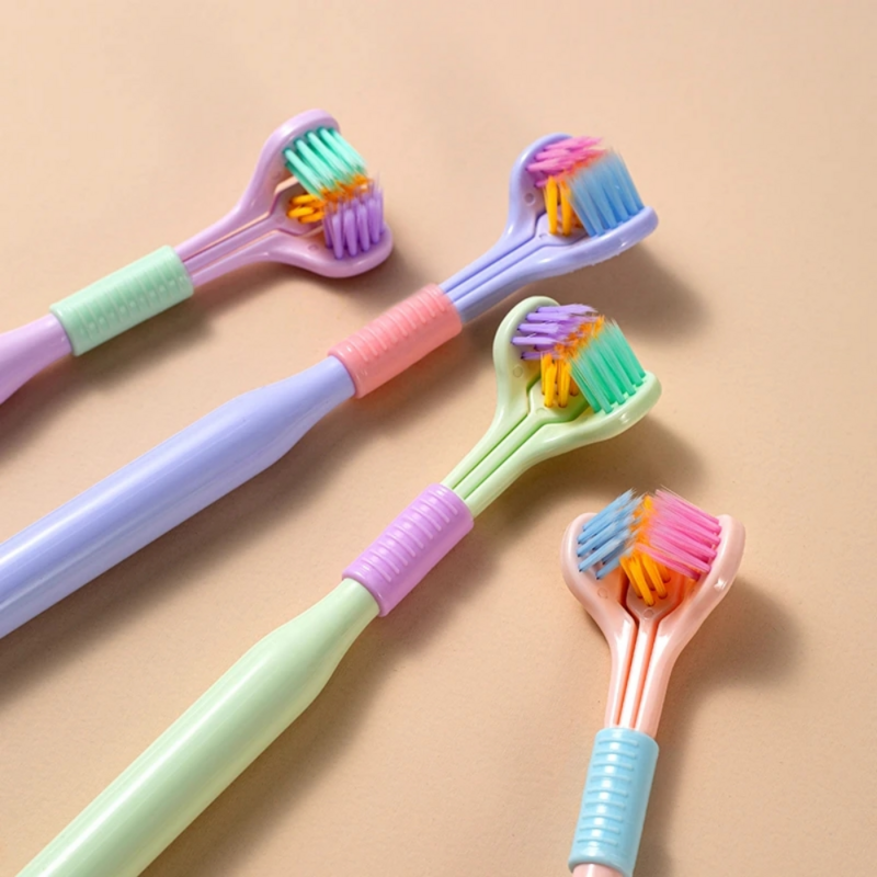 3D Stereo Three-Sided Toothbrush PBT Ultra Fine Soft Hair Adult Toothbrushes Tongue Scraper Deep Cleaning Oral Care Teeth Brush