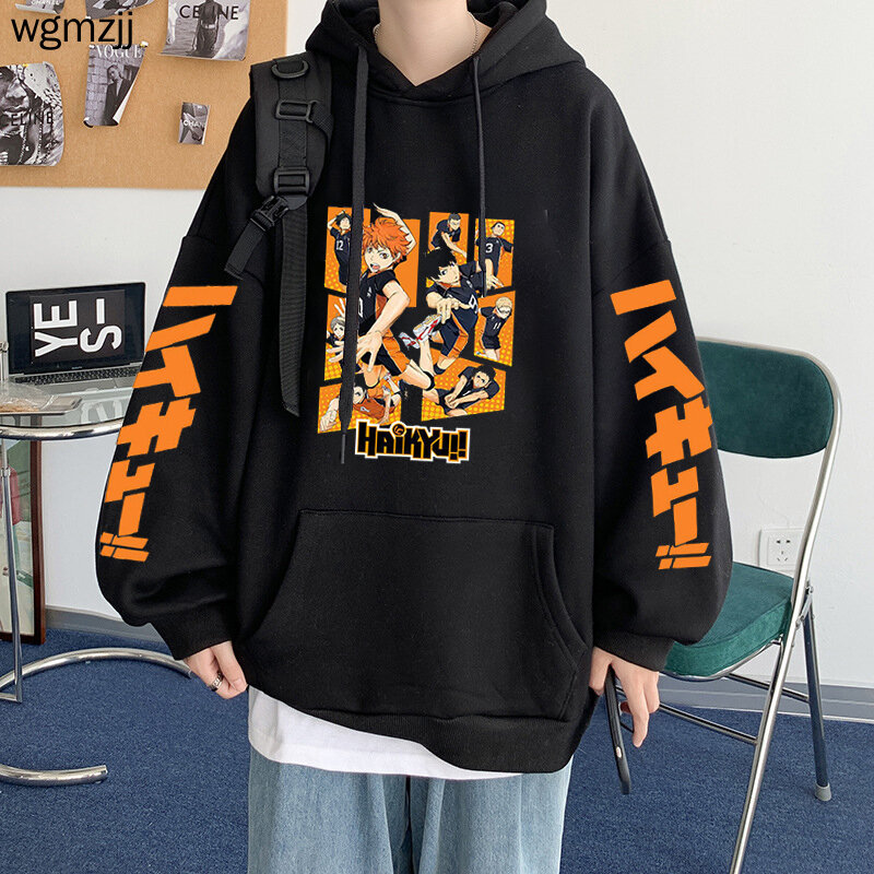 Anime Haikyuu Hoodies Sweatshirts Men/women Karasuno Fly High Graphic Streetwear Pullover Winter Warm Unisex Anime Sweatshirts