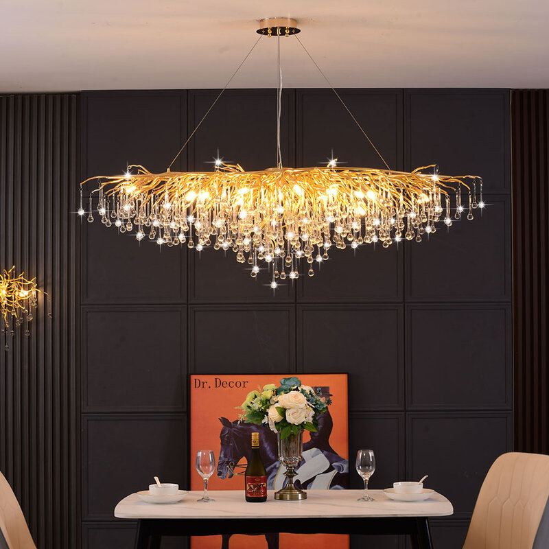 Роскошная хрустальная светодиодный ная люстра в скандинавском стиле для гостиной, лофта, современной кухни, потолочные декоративные люстр...