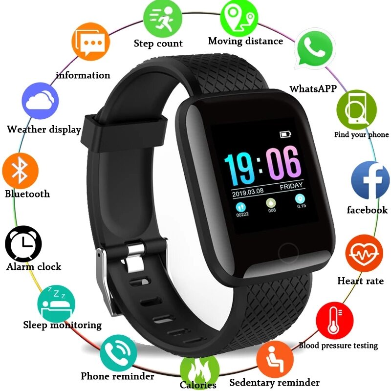 Mężczyźni kobiety inteligentny zegarek ciśnienie krwi wodoodporny Smartwatch monitorujący tętno Tracker do monitorowania aktywności fizycznej Sport zegarki zegarek Bluetooth