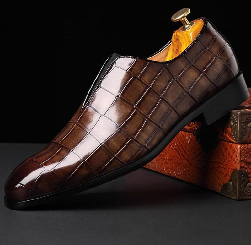 Sepatu Mewah Desainer Pria Xiaomi, Sepatu Bisnis Kasual Kulit Buaya Kualitas Tinggi, Sepatu Oxford Besar Runcing