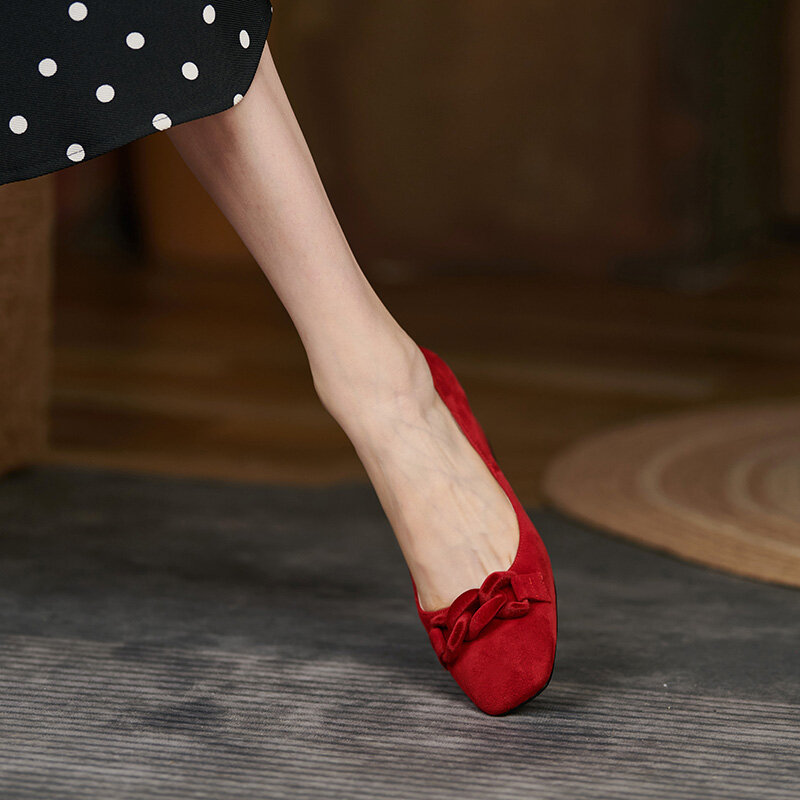 2022 nuove pompe da donna scarpe in pelle naturale 22-24.5cm scarpe da donna in pelle scamosciata di pecora scarpe Casual con tacchi alti in pelle piena