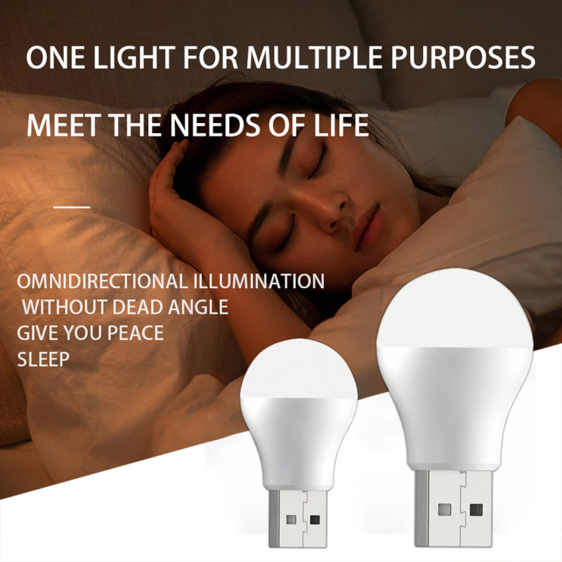Lampe LED Ronde avec Prise USB pour Ordinateur Mobile, Charge d'Alimentation, Petit Livre, Protection des Yeux, Lecture, Veilleuse