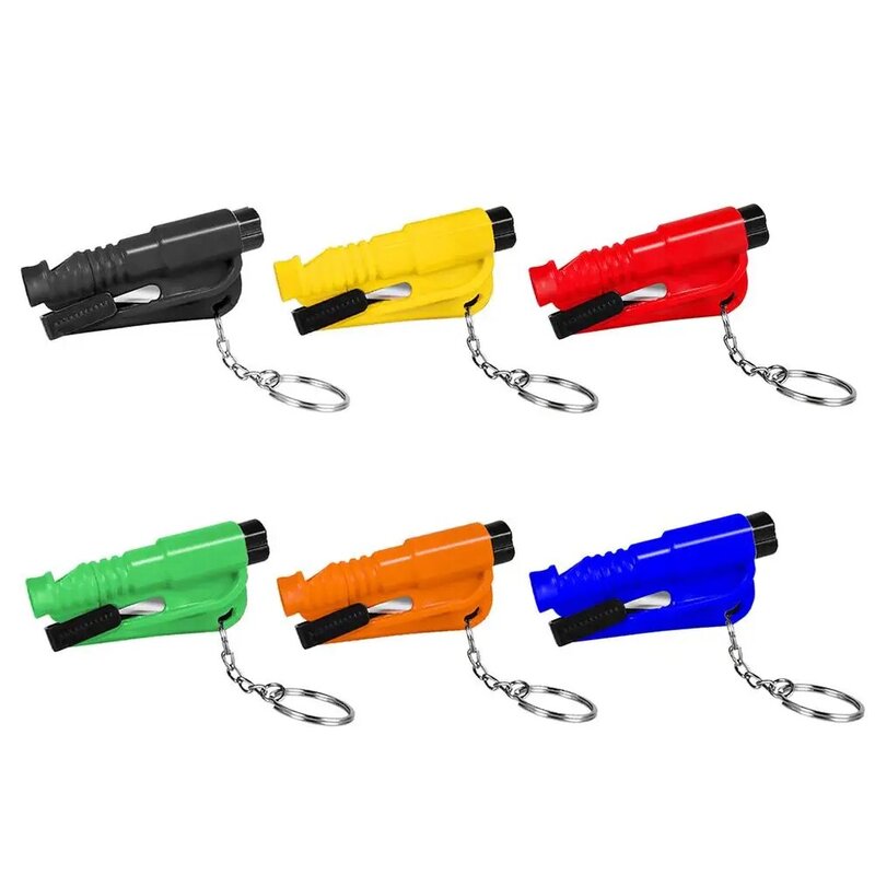 3 In 1 Car Safety Hammer Portable Mini Window Breaker Whistle Seat Belt Cutter With Key Chain For Car Emergency Rescue Tool Kit