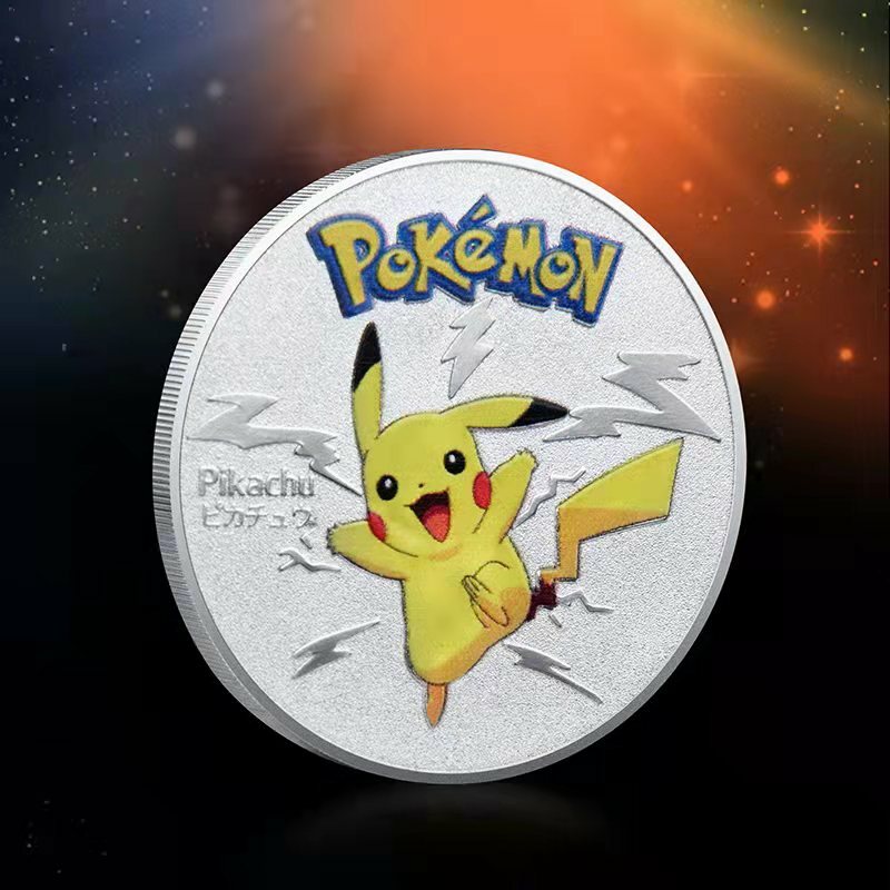 Pokemon เหรียญที่ระลึกเหรียญเงินชุบทองการ์ดผู้ถือเหรียญอะนิเมะโลหะ Charizard Pikachu Mewtwo คอลเลกชันวันหยุด...