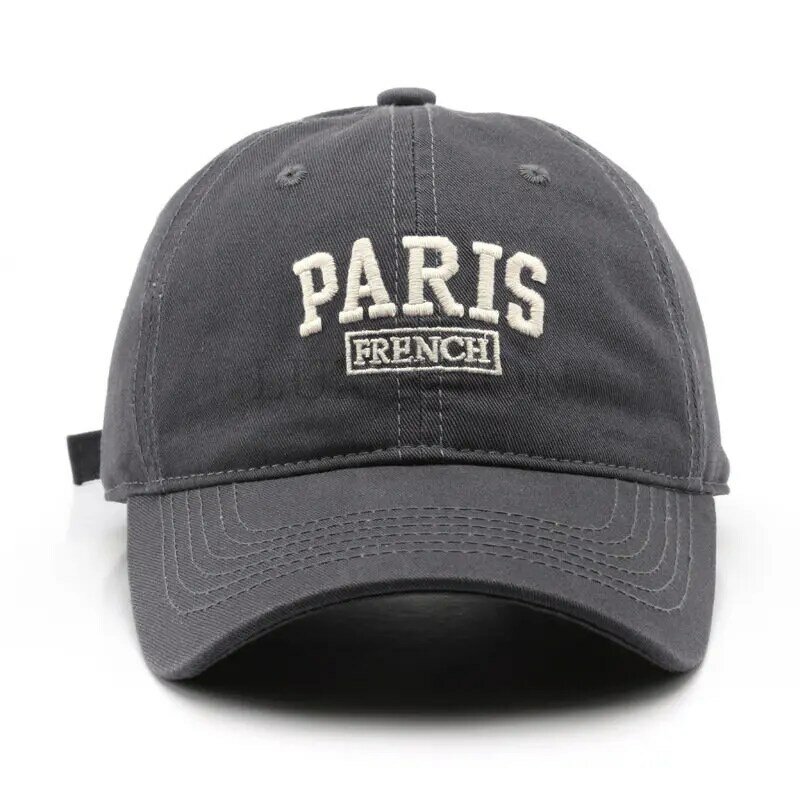 Topi Bisbol Katun Baru untuk Wanita dan Pria Topi Surya Warna Polos Uniseks Musim Panas Paris Huruf Bordir Snapback Visor Kasual