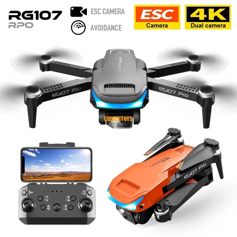 Drone HD 4K RG107, double caméra, flux optique, positionnement, avion à quatre axes, caméra électrique réglable, 2022