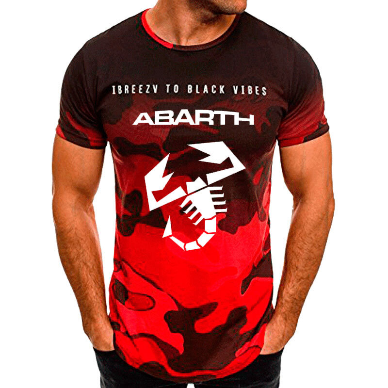 Abarth-Camiseta de algodón con estampado de logotipo de coche para hombre, camiseta informal de camuflaje, manga corta de alta calidad, Verano