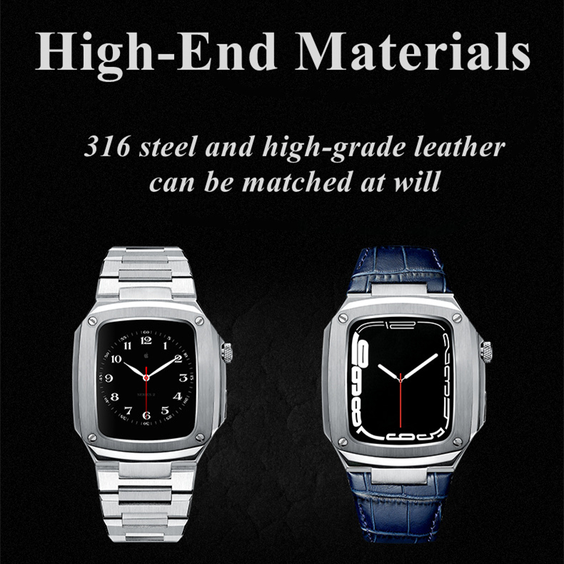 Модифицированный комплект металлический БЕЗЕЛЬ для Apple Watch 44 мм Band Series 6 5 4 3 2 40 мм кожаный ремешок чехол металлический корпус для iWatch 3