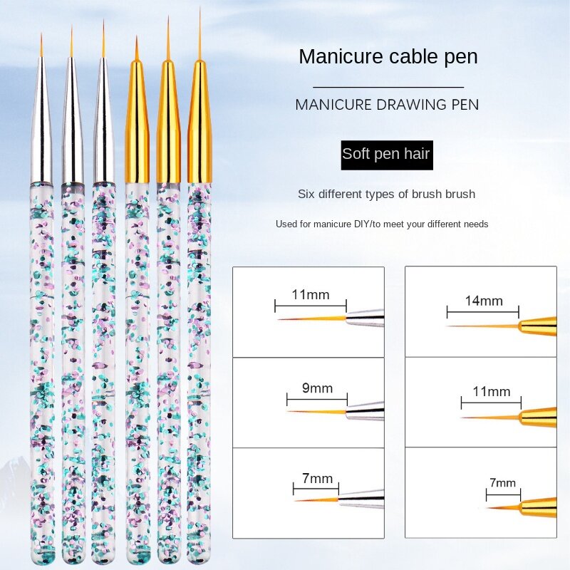 Set di pennelli per Nail Art a righe francesi in acrilico 3 pezzi penna per disegno a linea ultrasottile pennello per pittura per Manicure in Gel UV strumenti per Nail Art