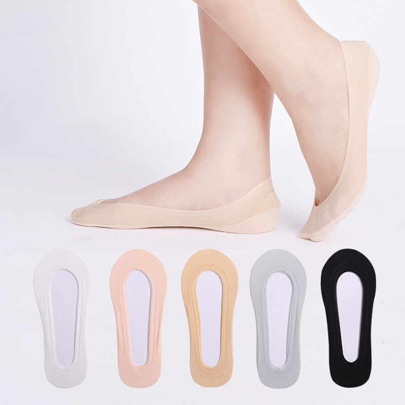 MIIOW 5คู่ถุงเท้าผู้หญิงฤดูร้อนซิลิโคนกันลื่นข้อเท้า Breathable ถุงเท้าผู้หญิง Anti-กลิ่นที่มองไม่เห็น...