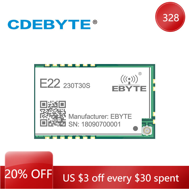 CDEBYTE E22-230T30S-V2.0 SX1262 LoRa 230MHz 30dBm SMD 무선 송수신기 장거리 송신기 수신기 IPEX Stamp Hole