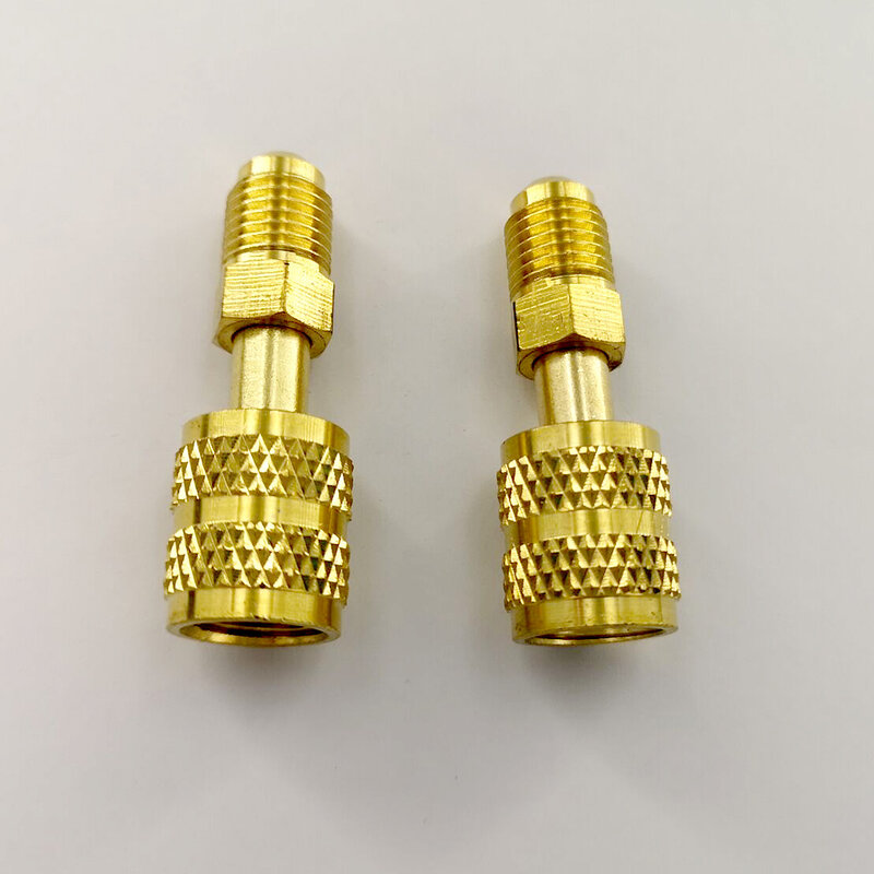 2pcs Brass R410a Adapters Female  5/16"  SAE Male 1/4"  SAE For Refrigerant R22  Adapter Connection Adapter