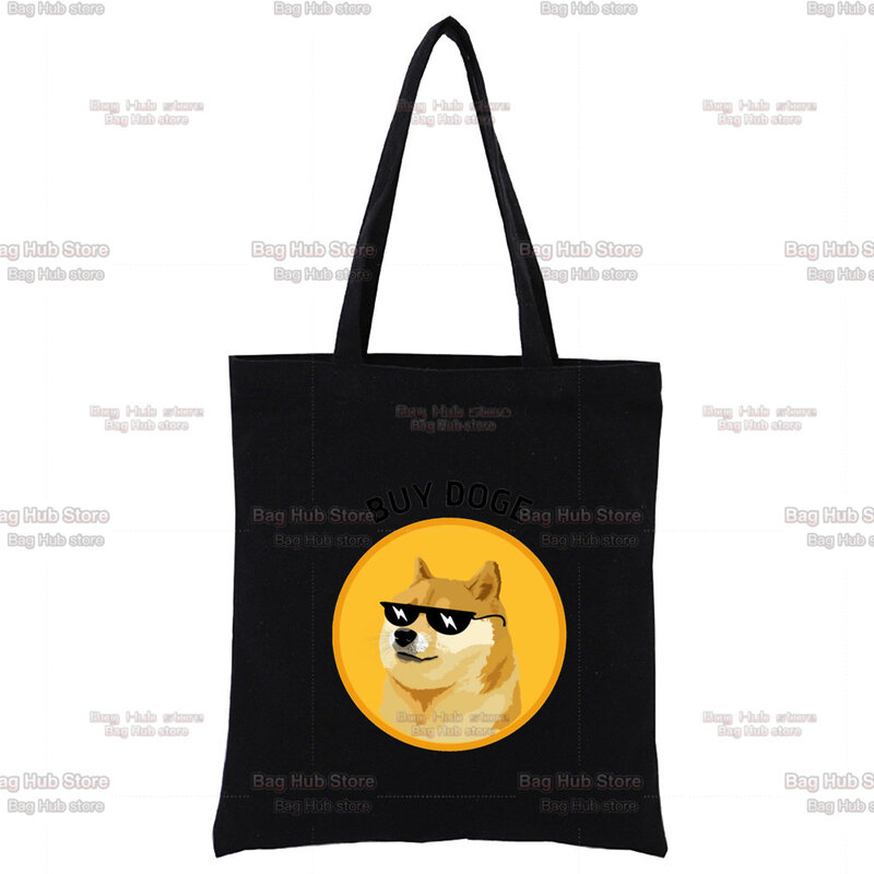 Crypto Cute Cartoon Shoulder Bag Black Canvas Bag Harajuku Shopper Bag Fashion Casual Summer Shoulder Bags Custom Bag
