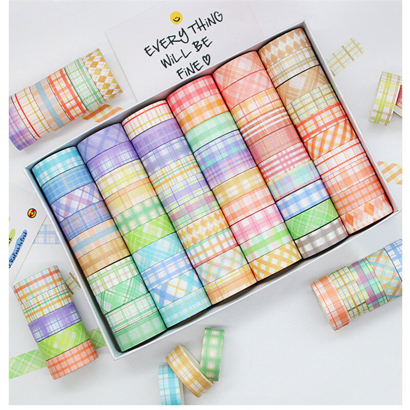 60rolls 4800inch Cartoon Kawaii Washi Tape Set Grid Food Girl Scrapbooking Sticker DIY Masking Kid Japanese Mother Gift Decor
