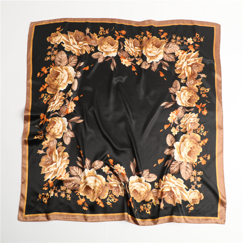 Женский шарф, Шелковый Атласный платок, Однотонный женский хиджаб, регулируемая шаль, бандана, 90 см, квадратная Новинка 2022