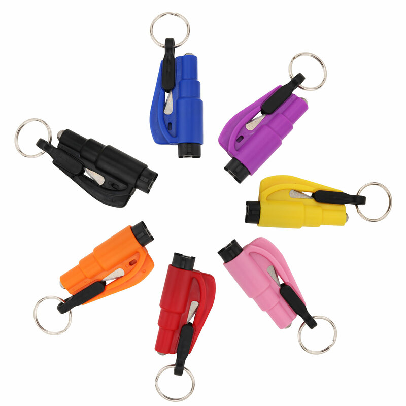 2 In 1 Car Safety Hammer Spring Type Escape Hammer Window Breaker Punch Seat Belt Cutter Hammer Key Chain Escape tool
