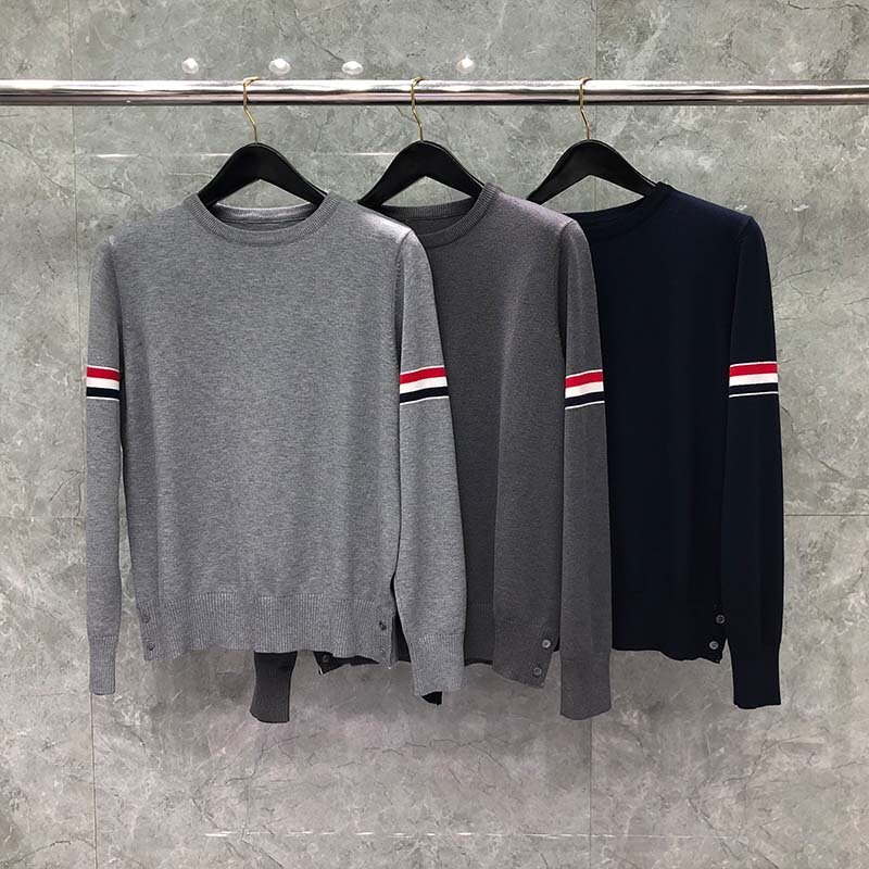 TB THOM Men's-Pullover-Sweaters Machine Washable-Knitwear Long Sleeve Sweaters Fashion Brand Light Casual Men‘s Clothing Coat