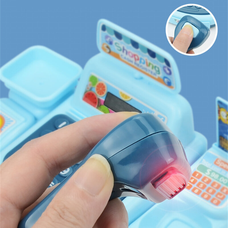 Cash Register Pretend Play Toy Cute Cash Register Toy with Working Scanner Credit Card Pretend Play Money Christmas Gift