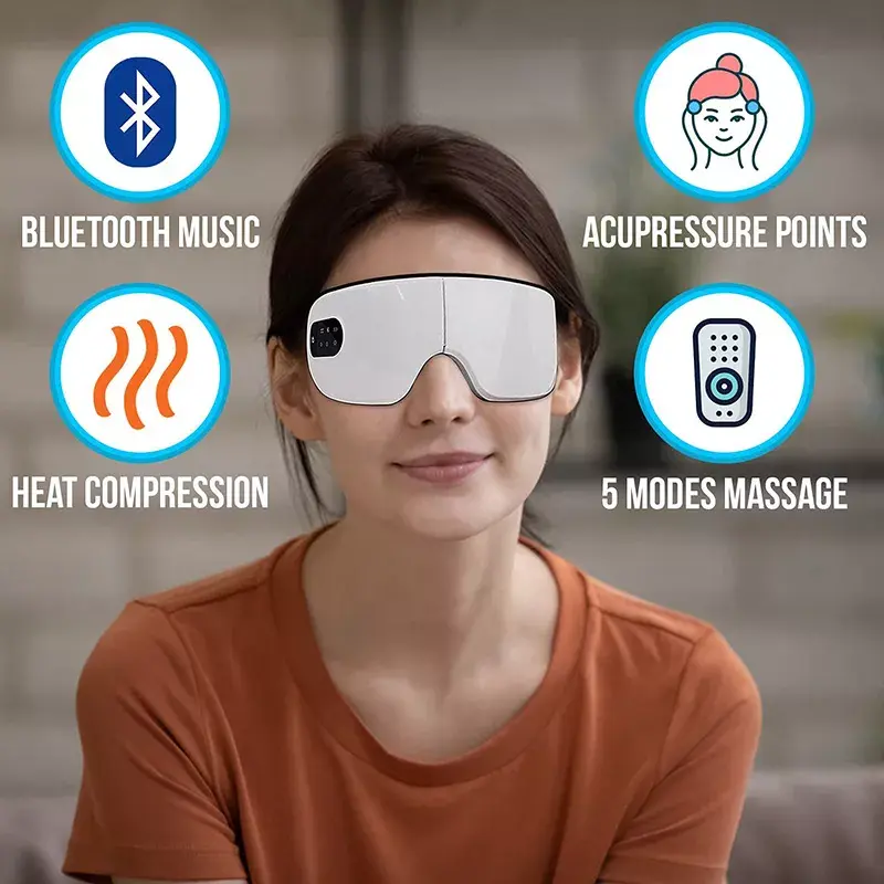 Электрический умный массажер для глаз с вибрацией и поддержкой Bluetooth