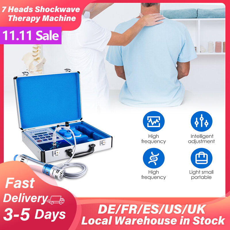 7 Heads Touch Screen Shockwave Therapy Machine ED Treatment Pain Relief Lattice Ballistic Shock Wave Physiotherapy Tool