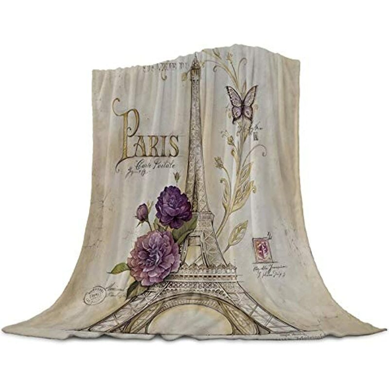 Фланелевое флисовое покрывало для дивана, кровати, винтажное мягкое удобное одеяло для взрослых с изображением бабочки, Парижа, Эйфелевой башни