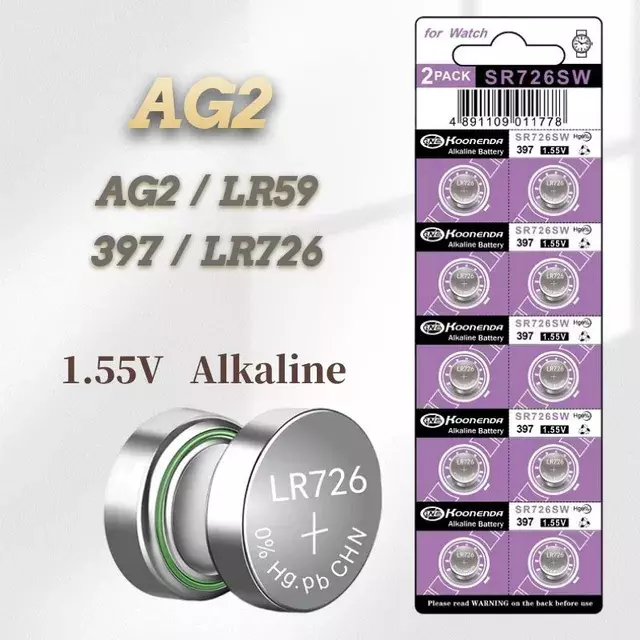 Neue 10PCS AG2 397 LR726 397A L726F SR726SW 1,55 V Lithium-Batterien Umweltschutz Taste Batterytoy Geschenk Uhr