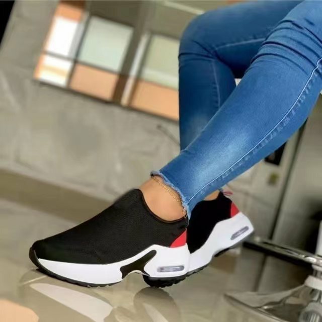2022ผู้หญิงแฟชั่น Vulcanized รองเท้าผ้าใบแพลตฟอร์มสีทึบรองเท้าสุภาพสตรีรองเท้าสบายๆ Breathable Wedges สุภาพสต...