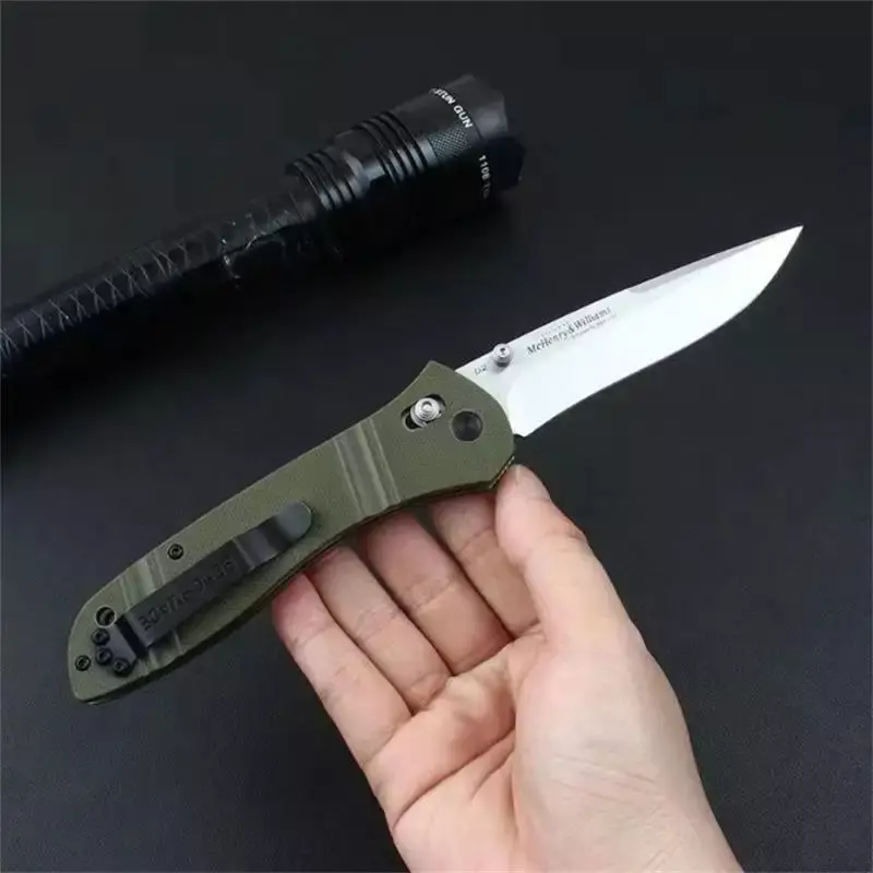 Cuchillos de bolsillo tácticos para acampar y cazar, cuchillo plegable de hoja D2 BENCHMADE 710, mango G10