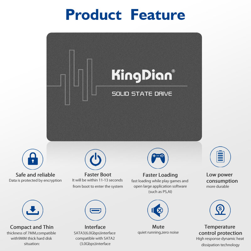 KingDian SSD 2.5 pollici 120gb 240gb 480gb SSD 1tb SSD HDD SATA disco rigido interno a stato solido per Laptop Desktop