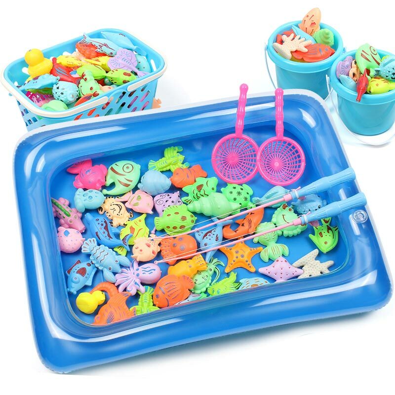 Montessori Go Mainan Permainan Memancing untuk Anak-anak 3 Tahun Magnet Anak Mandi Ikan Mainan Anak-anak Meja Air Pantai Kolam Mainan untuk Hadiah Anak Laki-laki