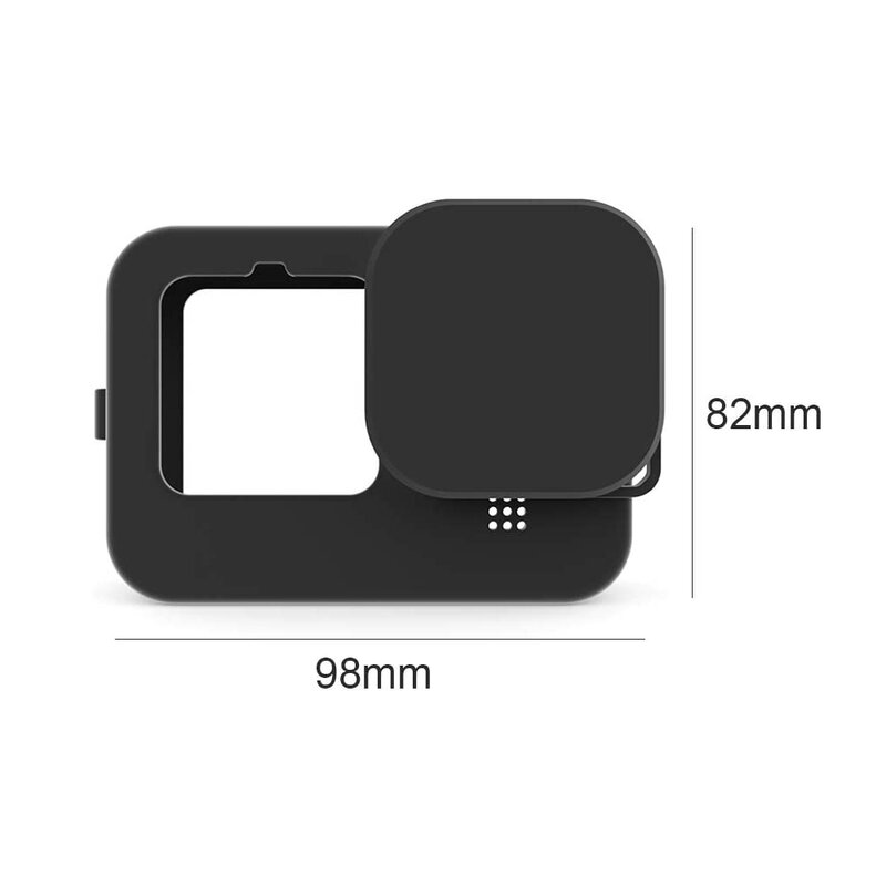 Capa protetora de manga para gopro hero 9 hero 10 silicone preto habitação quadro com cordão e lente capa acessórios
