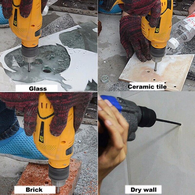 Binoax 4/6/7 Pcs Glas Marmer Porselein Spear Head Keramische Tegel Boren Set Spade Boor 3/4/5/6/8/10/12Mm