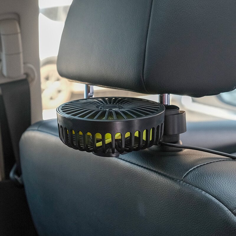 360-Degree Adjustable Car Fan Universal USB Car Cooling Fan Dashboard/Back Seat 3-Speed Auto Air Cooler for Summer