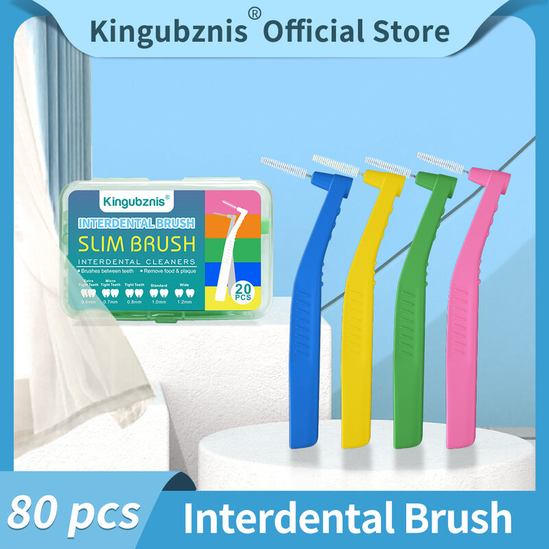 Kingbuznes 80 قطعة فرشاة بين الأسنان سيليكون لينة شعيرات تنظيف الأسنان الأقواس تقويم الأسنان الأقواس تنظيف بين الأسنان